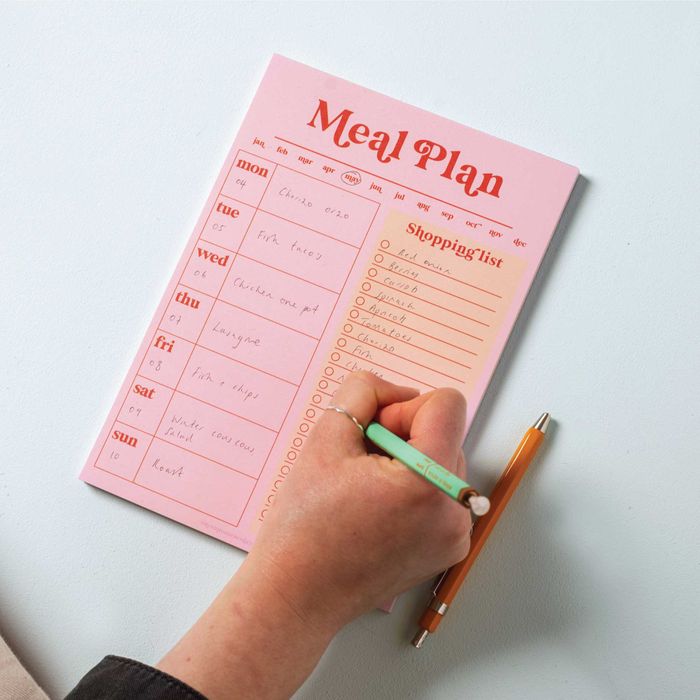 Weekly Meal Planner & Shopping List Pad | Pink & Red