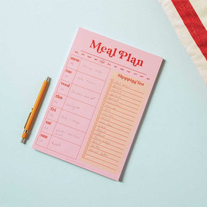 Weekly Meal Planner & Shopping List Pad A5 | Pink & Red