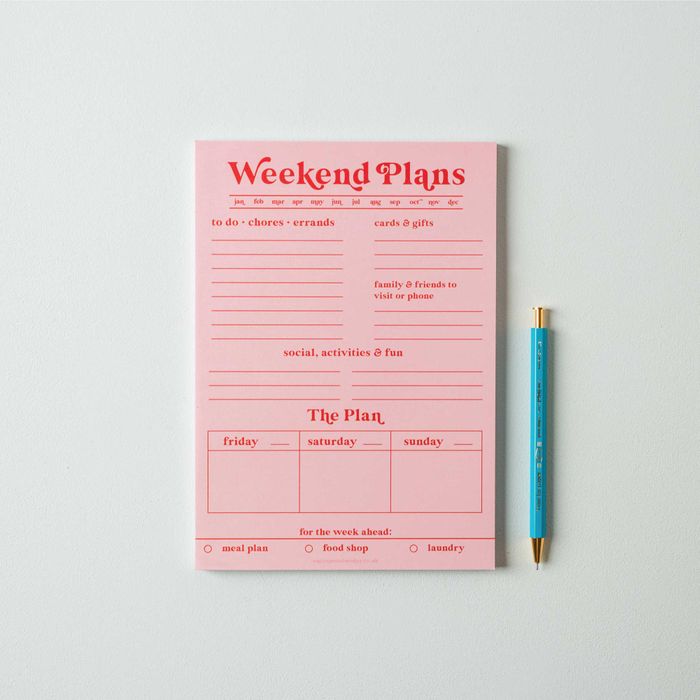 Weekend Planner Pad A5 | Pink & Red