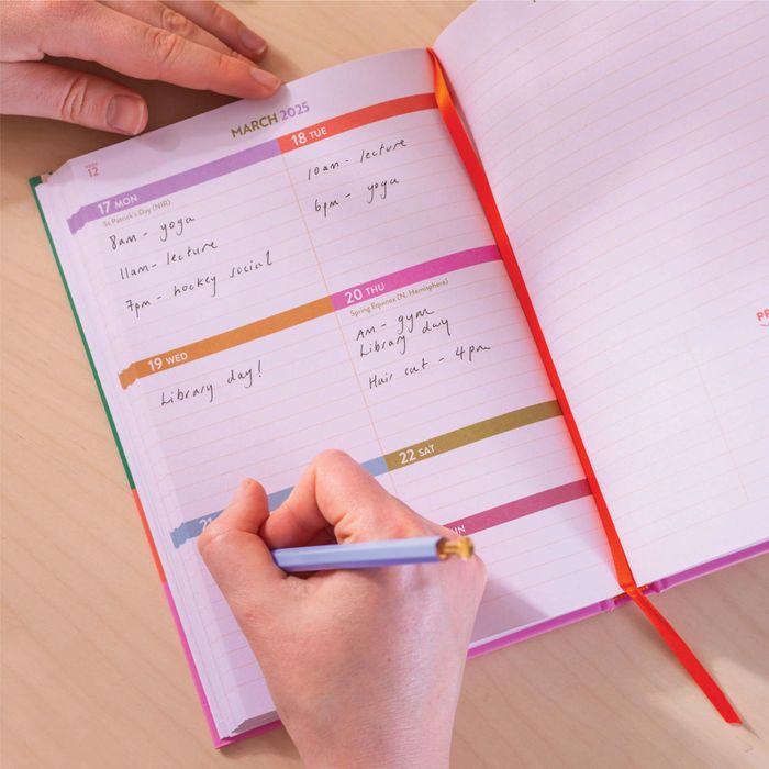 Academic Year Diary 2024-2025 | A5 Hardcover | Pink and Red Arches