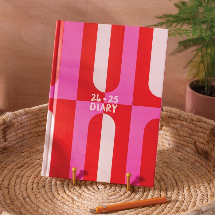 Academic Year Diary 2024-2025 | A5 Hardcover | Pink and Red Arches