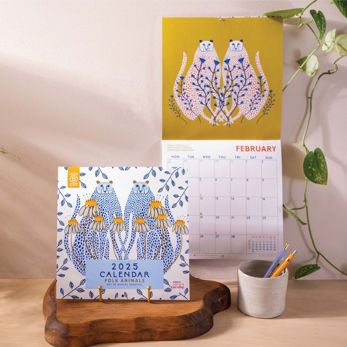 2025 Calendar | Artist Collab with Ashley Pervical | Folk Animals | Compact