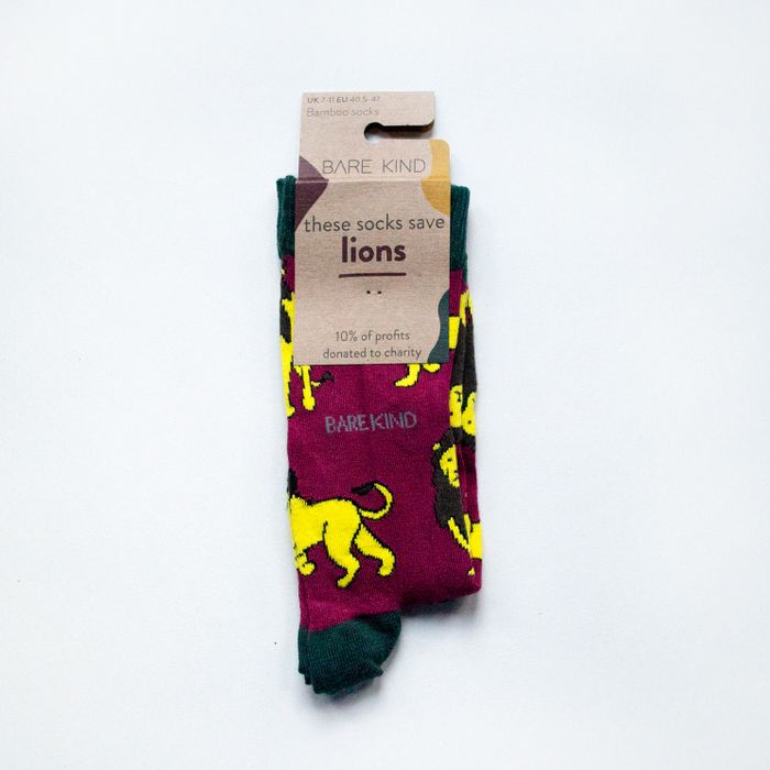 Lion Socks | Bamboo Socks | Dark Red Socks | Royal Socks