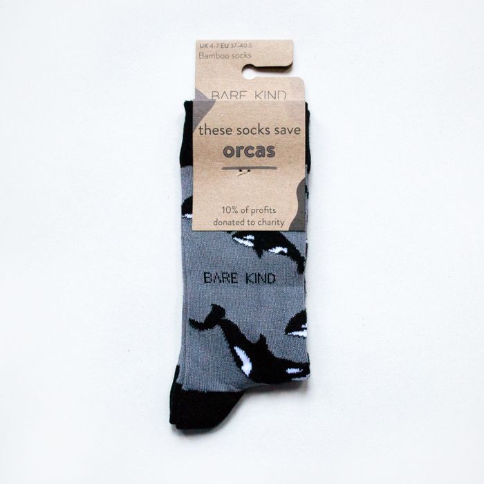 Orca Socks | Bamboo Socks | Grey Socks | Ocean Socks