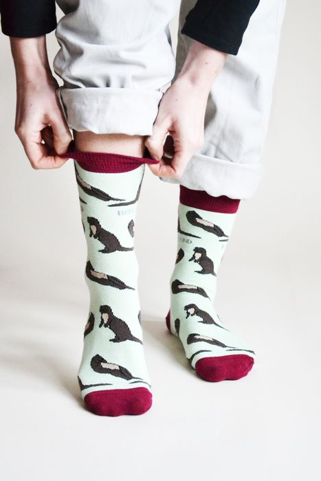 Otter Socks | Bamboo Socks | Pastel Green Socks