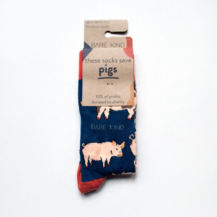 Pig Socks | Bamboo Socks | Blue Socks | Farm Socks