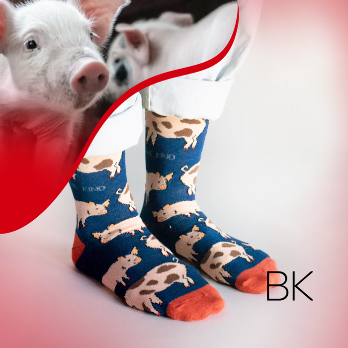 Pig Socks | Bamboo Socks | Blue Socks | Farm Socks