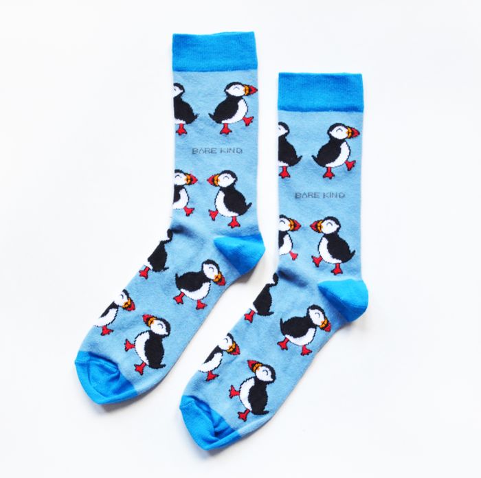 Puffin Socks | Bamboo Socks | Light Blue Socks