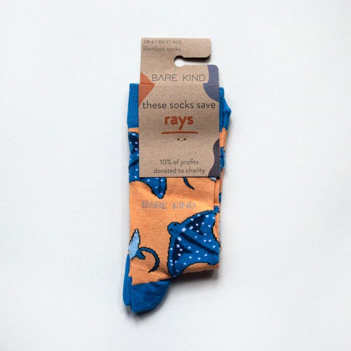 Ray Socks | Bamboo Socks | Coral Orange Socks | Ocean Socks