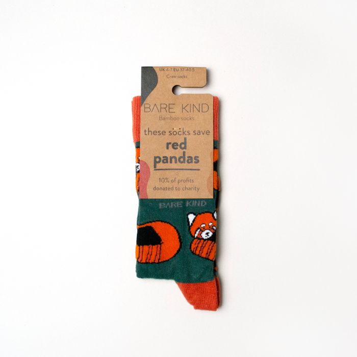 Red Panda Socks | Bamboo Socks | Green Socks