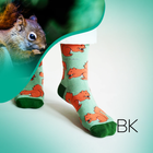 Red Squirrel Socks | Bamboo Socks | Light Green Socks