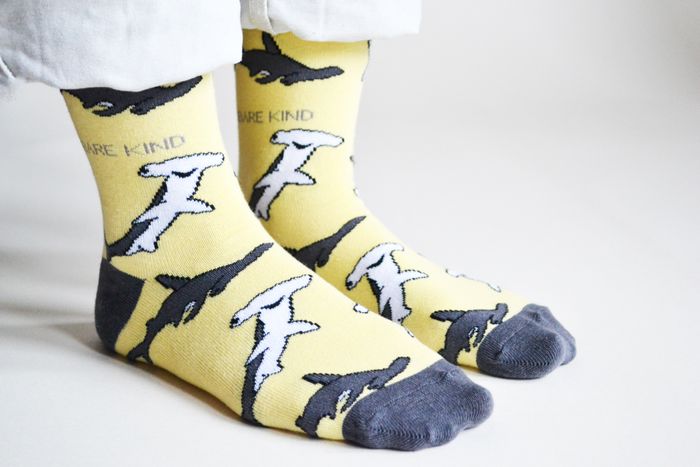 Shark Socks | Bamboo Socks | Pastel Yellow Socks