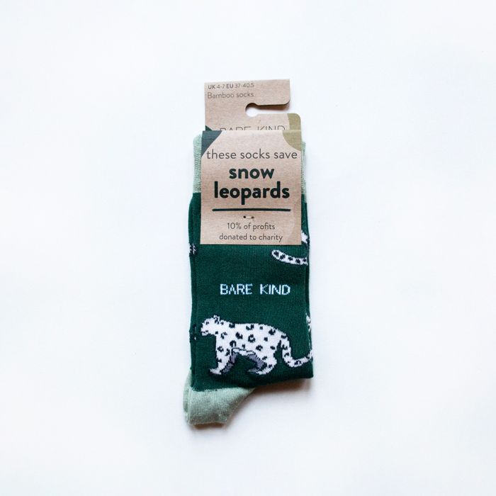 Snow Leopard Socks | Bamboo Socks | Sea Green Socks