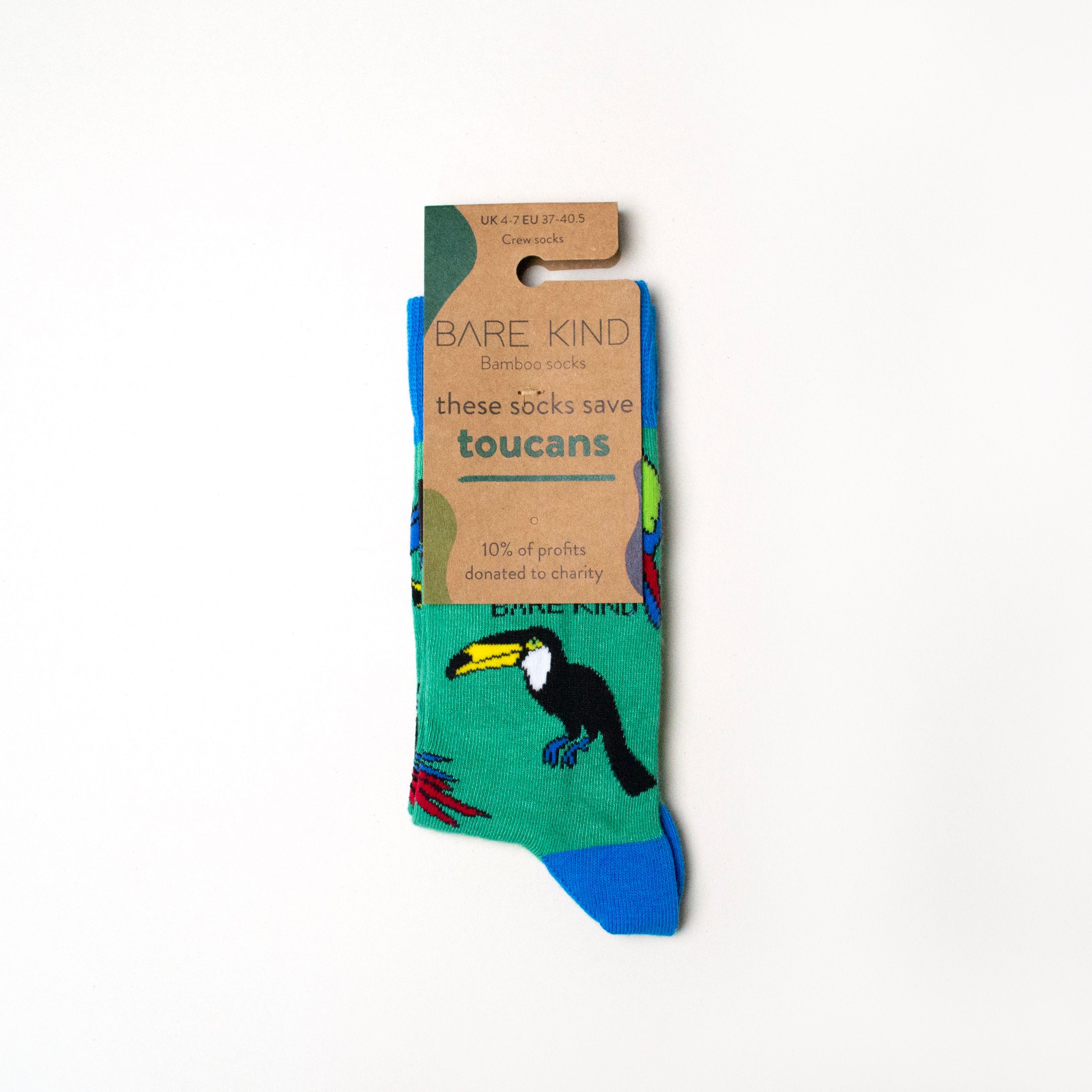 Toucan Socks | Bamboo Socks | Vibrant Green Socks