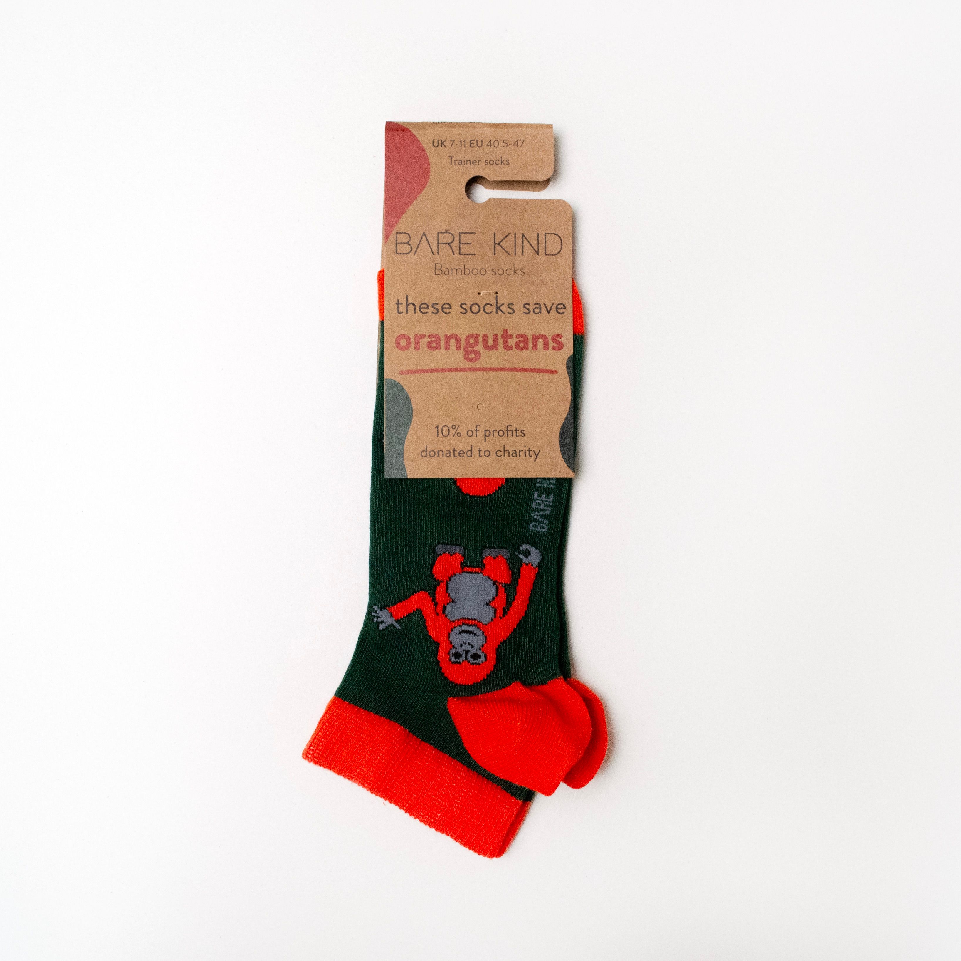 Orangutan Socks | Trainer Socks | Green Socks