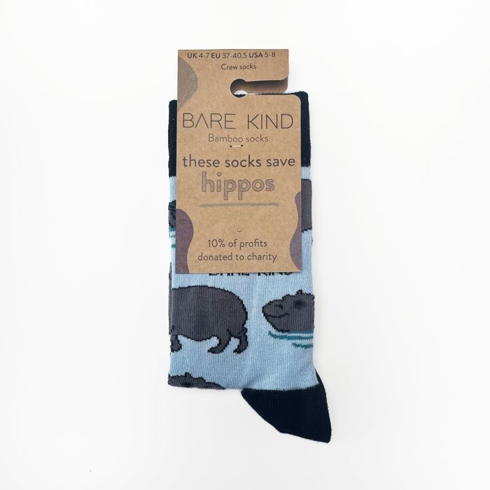 Hippo Socks | Bamboo Socks | Blue Socks | Safari Socks