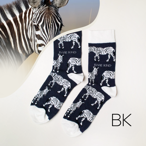Zebra Socks | Bamboo Socks | Black Socks | Safari Socks