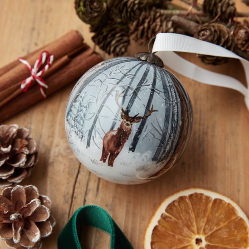 Bestselling hand painted  stag glass bauble
