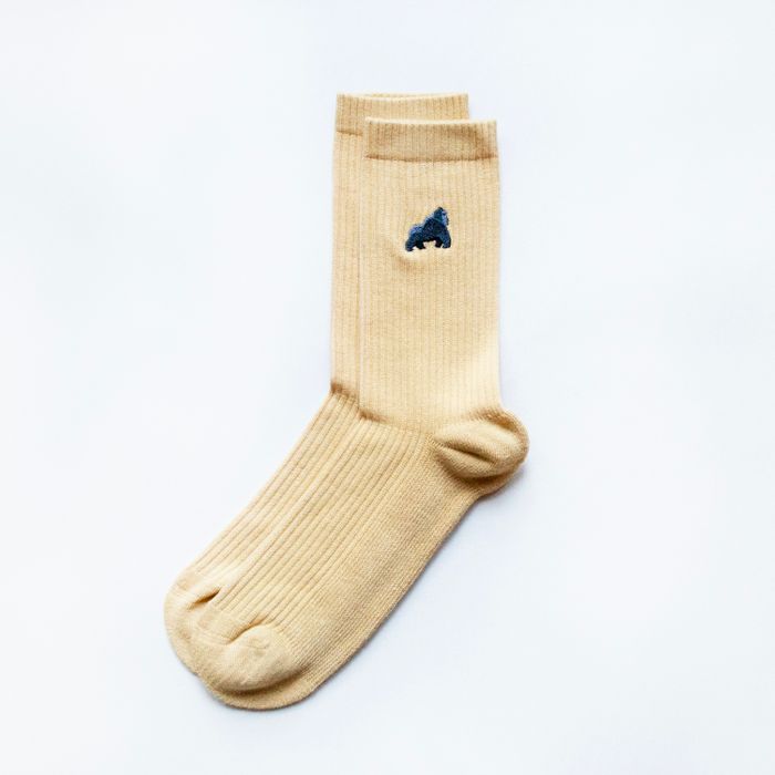 Gorilla Socks | Ribbed Bamboo Socks | Yellow Socks