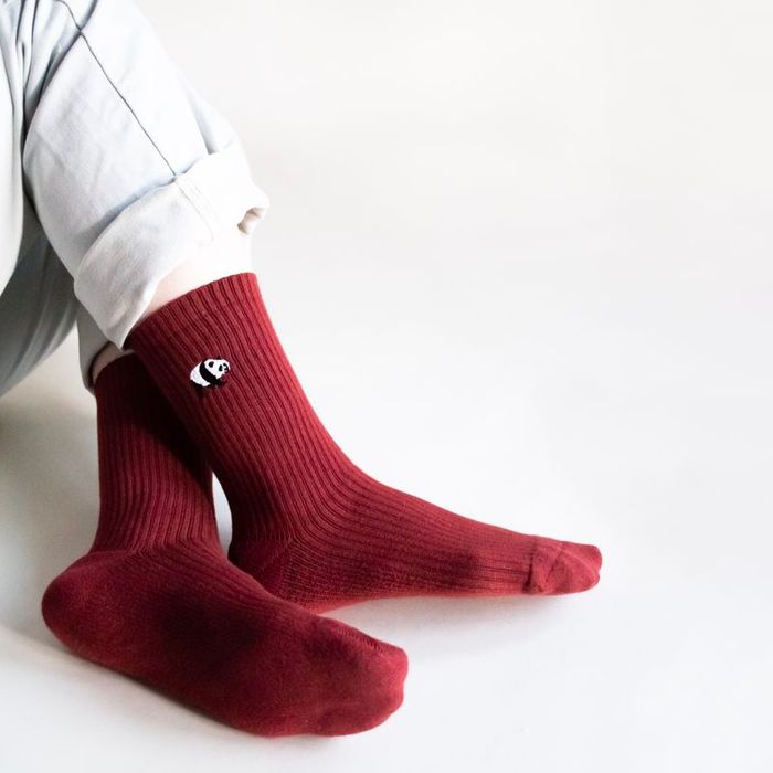 Panda Socks | Ribbed Bamboo Socks | Ruby Red Socks