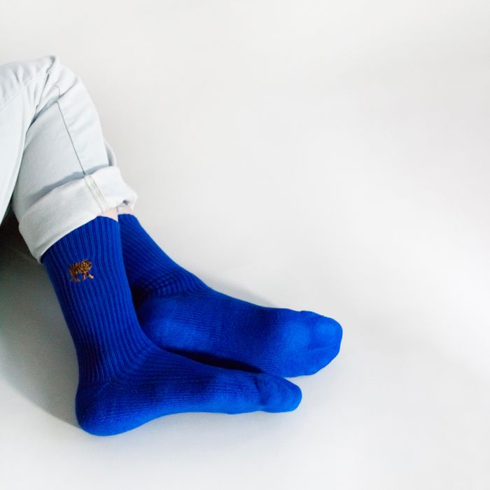 Tiger Socks | Ribbed Bamboo Socks | Royal Blue Socks