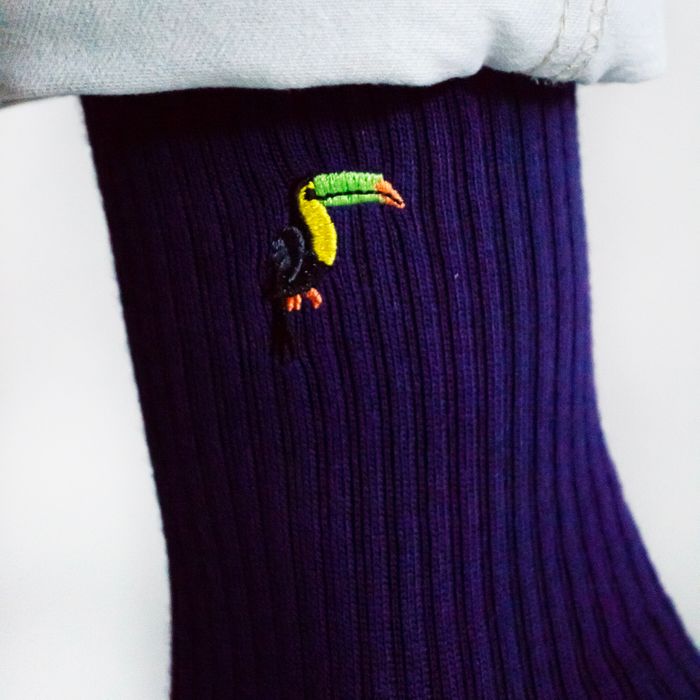 Toucan Socks | Ribbed Bamboo Socks | Deep Purple Socks