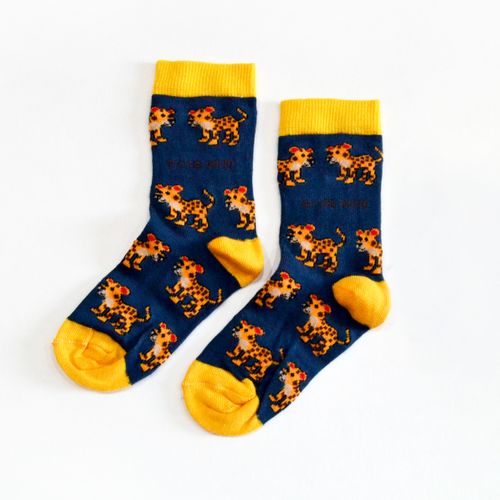 Leopard Socks | Child Bamboo Socks | Navy Socks
