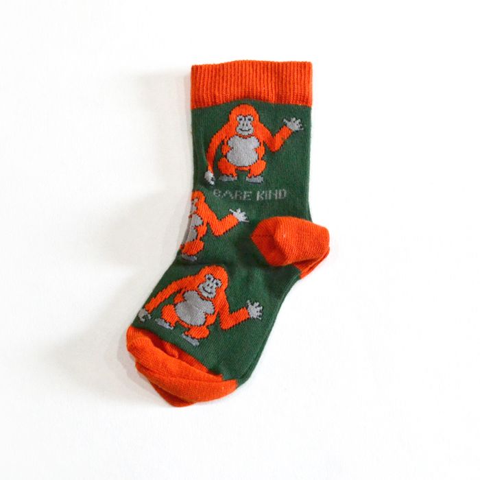 Orangutan Socks | Child Bamboo Socks | Green Socks