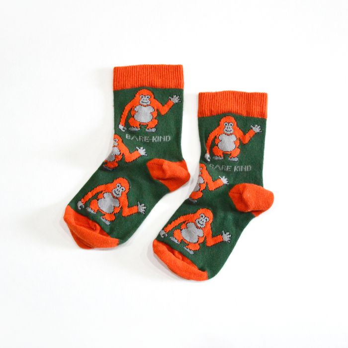 Orangutan Socks | Child Bamboo Socks | Green Socks