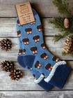 Cornflower Owl Socks - Rib & Cuff