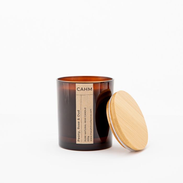CAHM Luxury Candle - Peony, Rose & Oud - Amber Edition