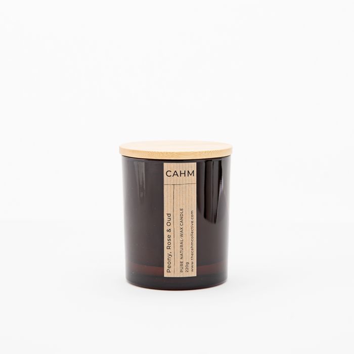 CAHM Luxury Candle - Peony, Rose & Oud - Amber Edition