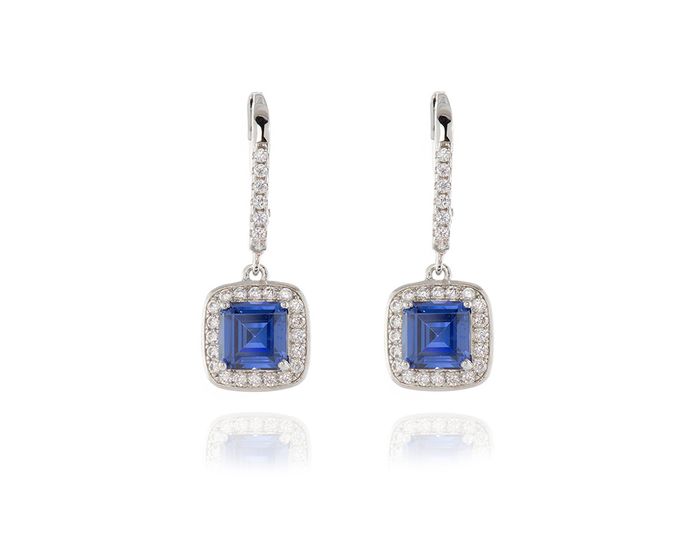 Cachet Idola Earrings Tanzanite CZ Platinum Plated