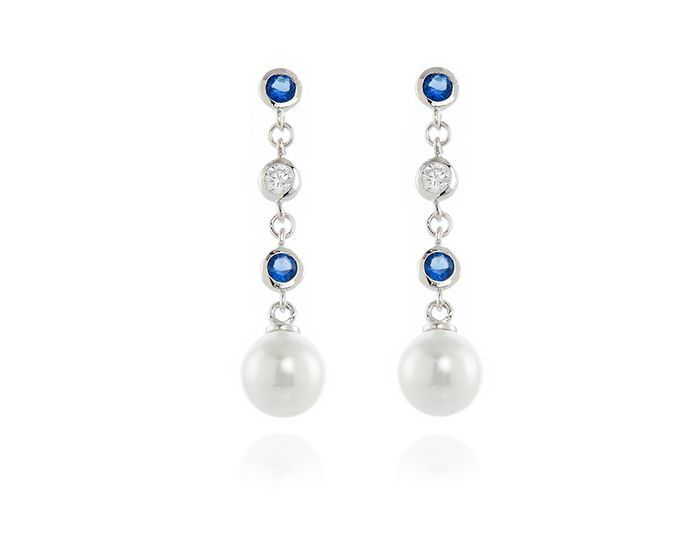 Cachet Inge Earrings Pearl and CZ Rhodium Plated