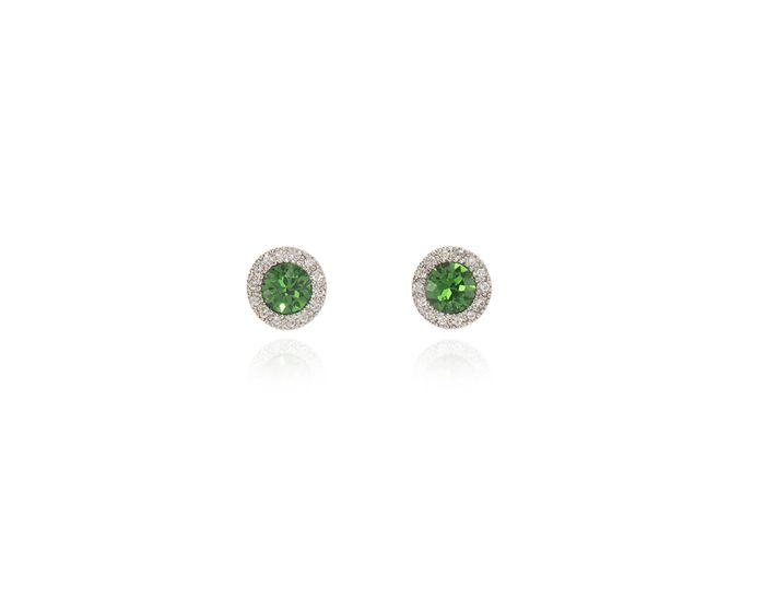 Cachet Chickle Stud Earrings Emerald Green Platinum Plated