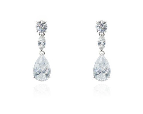 Cachet Maxine Earrings CZ,  Rhodium Plated
