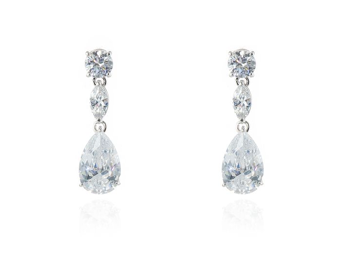 Cachet Maxine Earrings CZ,  Rhodium Plated