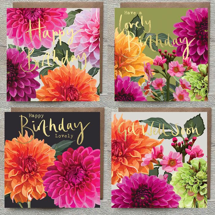 Botanical Golds - Dahlias - Gold Foiled