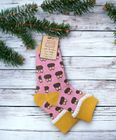 Pink Owl Socks - Rib & Cuff