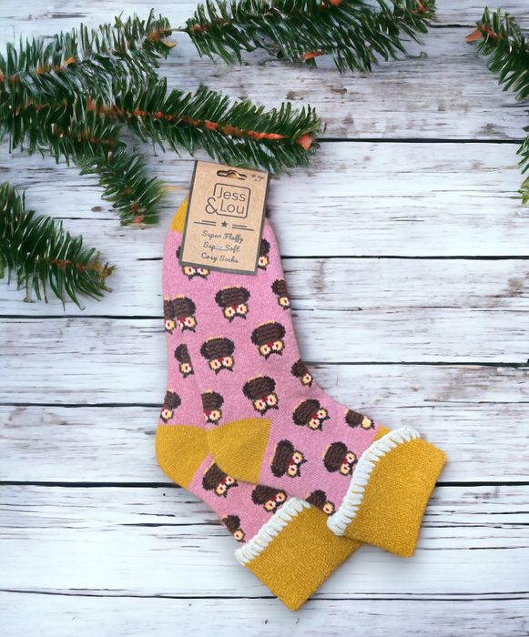 Pink Owl Socks - Rib & Cuff