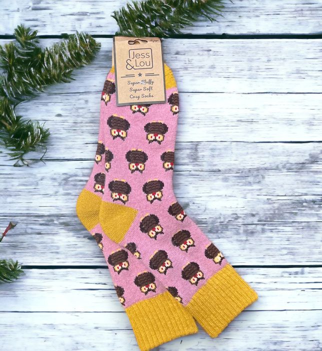 Pink Owl Socks - Rib & Cuff