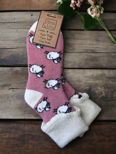 Pink Sheep Socks - Rib & Cuff