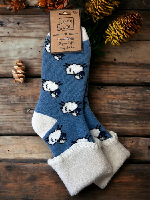 Cornflower Sheep Socks - Rib & Cuff