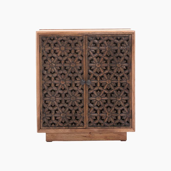 Zaayah Cut Work Two Door Wooden Cabinet