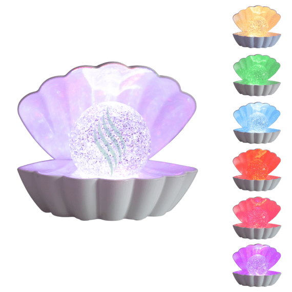 Silver Metallic - Colour Changing Clam with Glitter Pearl