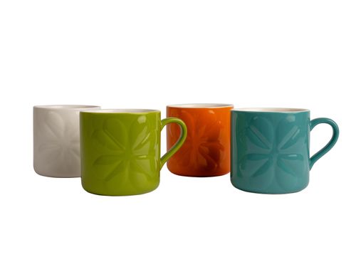 NEW Beau & Elliot Carnaby Embossed Ceramic Mugs