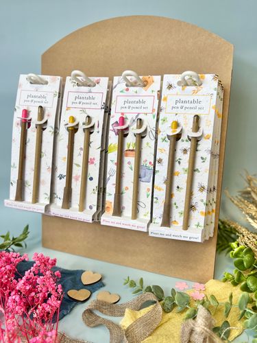 Plantable Pen and Pencil Set in Seed Paper Packaging