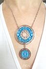 Stainless Steel & Decorated Walnut Necklace