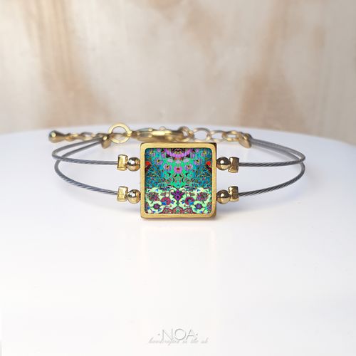 Brass & Decorated Ceramic Bracelet