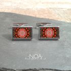 Stainless Steel & Decorated Ceramics Cufflinks